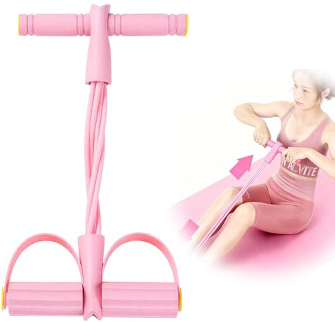 XPEX 1er-Pack: Mehrzweck-Bauchmuskeltrainer, Fitnessband, sportgeräte zuhause，Sit-Up-Maschine, 6-Rohr-Gummizug, Mehrzweck-Beintrainer (Pink)