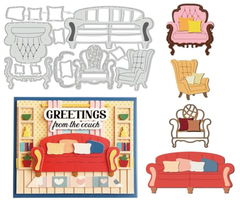 UNICRAFTALE 3D Möbel Metall Stanzformen Sofa Couch Vintage Dekoideen Für Zuhause Prägeschablonen DIY Fotoalbum Kartenbasteln Scrapbooking Verzierungen