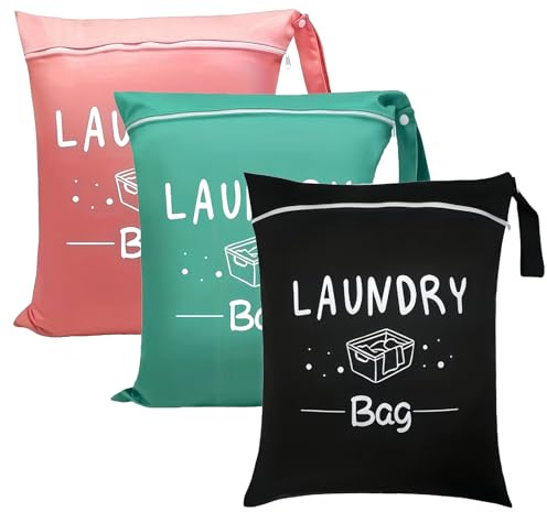 3 StüCk Reise WäSchesack mit Griff, 38 X 48 cm Laundry Bag Schmutzige Kleidertasche Nasstasche für Gym WäSche Schwimmbad Yoga Dorm