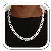 SLOONG 925 Silber Kette Herren - 5mm Breit Kubanische Halskette Hip-Hop Kette Schmuck Geschenk für Männer(61cm)