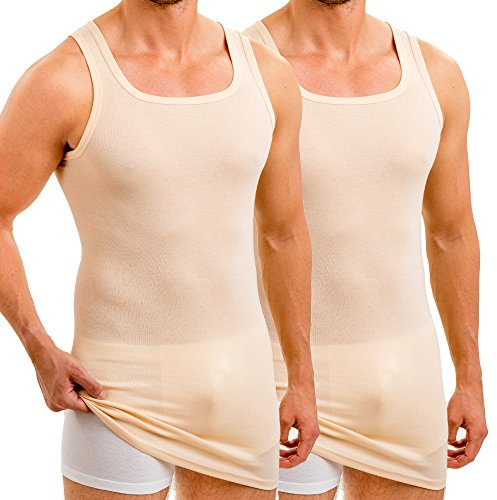 HERMKO 16027 2er Pack Herren extralanges Unterhemd aus Baumwolle/Modal