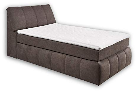 Stella Trading TOLEDO 3 Boxspringbett 120x200 mit Bettkasten, Stone - Bequemes Bett mit 7-Zonen-Federkern & thermoelastischem Topper - 121 x 110 x 235 cm (B/H/T)