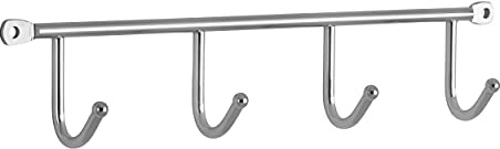 SIRO Hakenleiste 2081, Schlicht, Universal, Stahl Chrom glänzend, Länge: 272 mm, 4 Haken, 272 mm x 32 mm x 53 mm, LA 262 mm