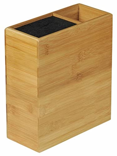 KESPER 58027 Bloc à couteaux non équipé avec boîte à ustensiles en bambou/bloc à couteaux universel/porte-couteaux/porte-ustensiles
