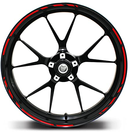 Felgenrandaufkleber Speed Design 12 Teilig Komplett-Set -Finest Folia passend für 17 Zoll & 16 18 19 Felgen Motorrad Auto Fahrrad MR002 (Neon Rot)