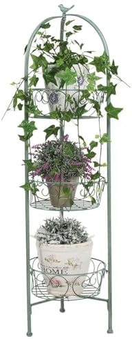 Metall Blumentopfhalter antik grün Blumentreppe Blumenständer Blumenampel Regal