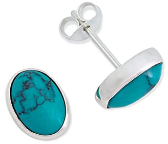 Ohrstecker 925 Silber Türkis Edelstein Ohrringe echt Silber Damen Sterling Silber Stecker Geschenk(MOS-040-15)