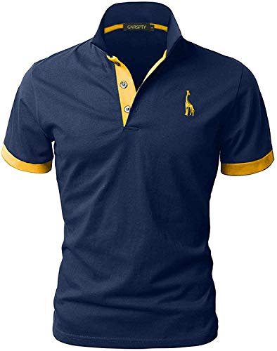 GNRSPTY Polo Homme Manches Courtes Couleurs Contraste Poche Coton Casual Tops S-XXL (L, Bleu 1)