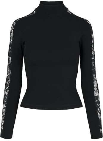Urban Classics Women's Longsleeve Ladies Lace Striped Sweater T-Shirt