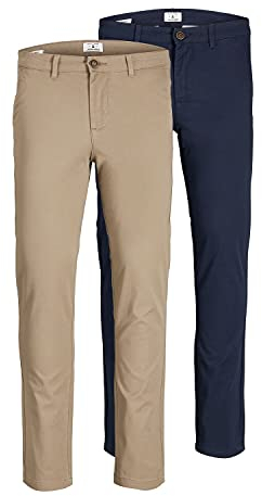 Jack & Jones Homme Jjimarco Jjdave Sa 2 Pack Pantalon, Beige, 29W / 34L EU