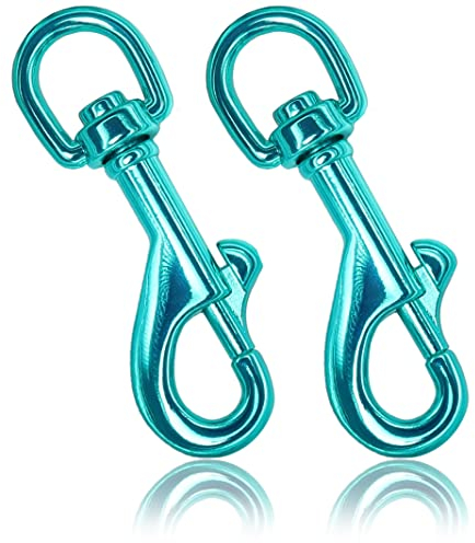 Ganzoo Karabiner-Haken mit Drehgelenk L: 85mm, Bolzen-Karabiner für Hunde-Leine, 2 Stück, Stahl-Karabiner, für Paracord 550 Hundehalsband, Schnapp-Karabiner Drehkopf, Zinklegierung, Farbe Türkis