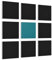 platino24 Akustikpaneele 9 Elemente Colore Quadrat 27,5 x 27,5 cm Schwarz + Petrol I Schallabsorber aus Basotect G+ mit Akustikfilz I Schalldämmung Wand & Decke I Akustikelemente Wandpaneel