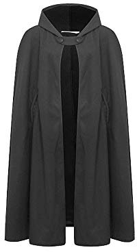 JLTPH Damen Herbst Winter Maxi Lose Umhang mit Kapuze Mantel Poncho Kap Strickpulli Longstrickjacke Trenchcoat Outwear (XL, Schwarz - kurz)