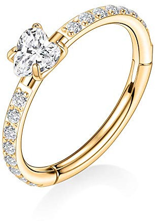 hengkaixuan 16G Knorpel Ohrring Creolen Chirurgischer Stahl Daith Helix Conch 10mm Ohrringe Herz CZ Tragus Turm Ohrringe Septum Schmuck Nasenringe Creolen Gold Kleiner Creolenring für Frauen Männer