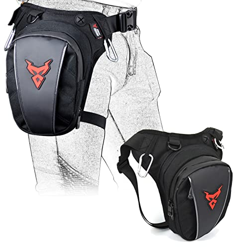 MIGHTYDUTY Motorrad Beintasche Herren Erweiterbar Oberschenkeltasche Hüfttaschen schwarz Gürteltasche für Cyling Wandern Outdoor Sport rot