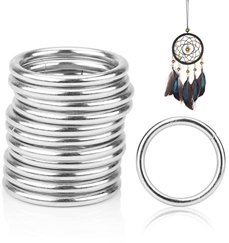 Gukasxi 12 Stück 5cm Metall O-Ringe 5mm Dicke Bastel Reifen Makramee Ring für Traumfänger Basteln DIY Projekte, geschweißte runde Ringe für Camping Gürtel, Hundeleinen, Gepäckzubehör (Silber)