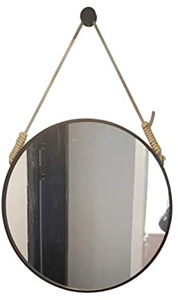 Miroir Mural Rond, Rétro, Miroir Intérieur, Miroir avec Cadre en Métal Noir Et Corde De Chanvre, Adapté À La Salle De Bain, Couloir, Salle À Manger Et Salon