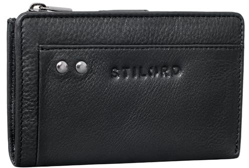 STILORD 'Malio' Kleine Ledergeldbörse und Schlüsseletui mit abnehmbaren Schlüsselanhänger Münzbörse Schlüssel Portemonnaie RFID Blocker Echtes Leder, Farbe:schwarz