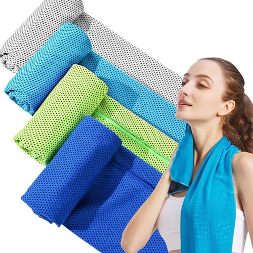 Lfish 4 Pcs Asciugamano Raffreddamento,asciugamano rinfrescante di Ghiaccio Istantaneo,Asciugamano microfibra,per Ginnastica,palestra,Yoga,Caldo,Escursioni in Bicicletta,Golf,Calcio awroutdoor