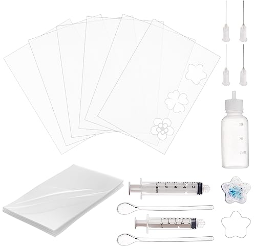 OLYCRAFT 39 Teiliges Kunststoff Versiegelungs Schutzfolien Set 9x13cm Weiße Shaker Form Versiegelungsfolien Und Kleberspender Spritzen Und Kunststoffnadeln Flasche Und Löffel Für Harz Shaker Form