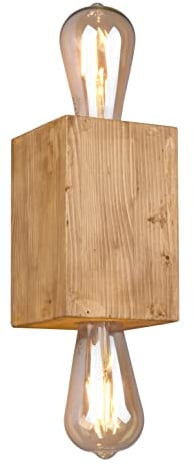Trio Leuchten Wandleuchte Bradley 203000230, Holz natur, exklusiv Leuchtmittel 2x E27, Up and down Beleuchtung
