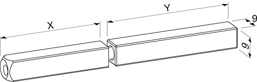ECO Vierkantstift 9 mm geteilt 50/75 mm (Drückerstift) für Türgriffe, Türbeschlag Vierkant Stift, Stahl verzinkt