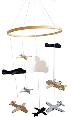 Baby Windspiel Krippe mit Filzbällen - Babybett Mobile Spielzeug | Baby Windspiel Bettglocke | Sternenhimmel/Flugzeug Und Cloud Kinderzimmer Dekoration | Babybett Mobile Für Jungen Und Mädchen