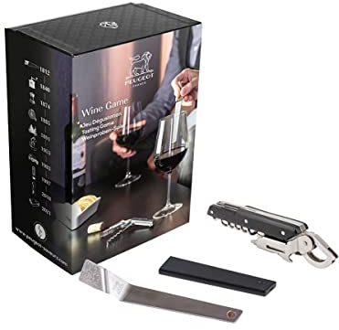 Peugeot - Coffret Dégustation Wine Game - Clef du Vin Travel + Tire-Bouchon Clavelin - pour Déboucher et Reproduire Le Vieillissement du Vin - Idée Cadeau Oenologie