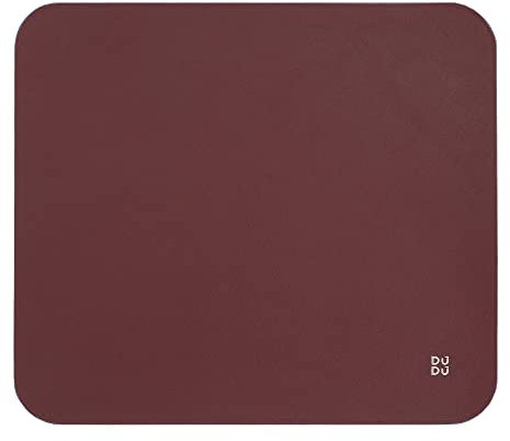 DUDU Mauspad aus weichem Leder, Design, 25x22 cm, rutschfest, Mauspad für den Schreibtisch, farbig Burgundy