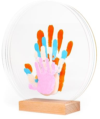 LouYou Huellas de Felicidad – Kit de huellas de manos para familia de 4 colores pastel – Regalo para bebé niña o niño – Día de la madre o del padre – Caja de recuerdo – Made in France