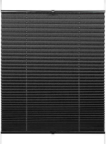 GARDINIA Plissee Concept Tageslicht, Blickdicht, Faltrollo, Lichtdurchlässig, Verstellbar, Einfach in der Breite kürzbar, Schwarz, 70 x 130 cm
