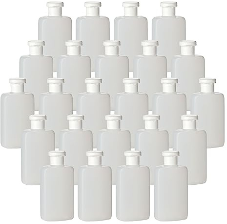 gouveo 24er Set Kunststoffflasche 200 ml mit Fliptop-Verschluss - Leere HDPE Plastikflaschen zum Nachfüllen - Quetschflasche mit Klappdeckel - Nachfüllflasche für Kosmetik, Shampoo, Lotion, Reise