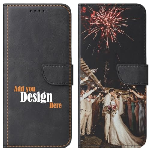 KX-Mobile Hülle für iPhone SE 2022 Handyhülle mit Lasche aus Kunstleder schwarz selbst gestalten - Deine Hülle Dein Design - personalisiert auf der Vorderseite