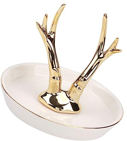 Holibanna Geweih Verzierung Schmuckstück Aus Keramik Schmuckhalter Trinket Tablett Ohrring Armband Gericht Geweih-ringschale Hirsch-schmuckschale Hirschringhalter Haushalt Speicherbrett
