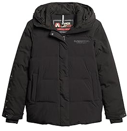 Superdry Damen Wattierter City-Windparka mit Kapuze Schwarz 40