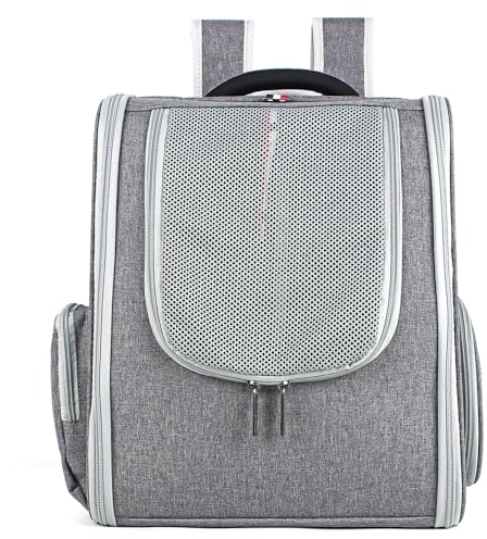 Haustiere Reisen Rucksack Transporttasche für Hunde Katzen 10kg, Tragbare Katzenrucksack Hunderucksack Top Opening Airline Genehmigt, Mesh Haustiertragetasche Atmungsaktiv Große