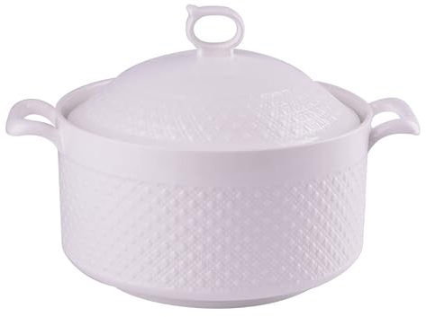 Couvercle À Double Poignée, Soupière En Céramique Blanche Pure, Plat Rond Blanc, Casserole/Pot En Argile/Pot En Terre/Ustensile De Cuisine En Céramique