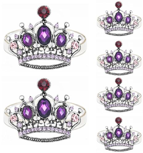 Serviettenringe mit silberner Krone, 6 Stück, für Esstisch, rustikale Esstische, Dekoration für Hochzeitsempfänge, Weihnachten, Urlaub, Geburtstag, Party, Dinnerpartys (Krone, 6 Stück)