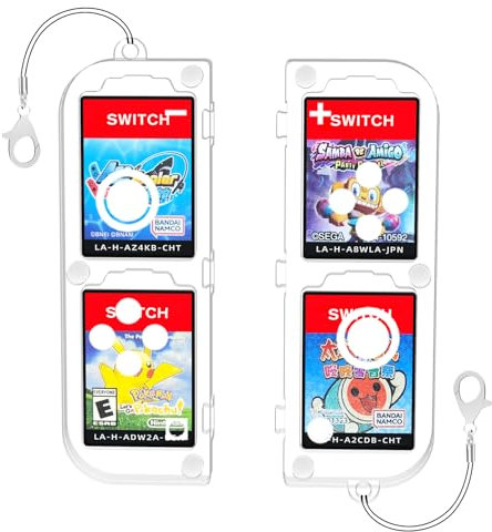 JOYTORN Mini Switch Game Case Compatible with Nintendo Switch,Switch Game Holder Travel Case with 4 Card Slots-Magnetic Suction(Transparent)