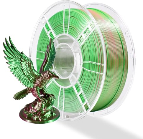 iBOSS Silk PLA Filament 1.75 mm zweifarbiges 3D-Drucker filament,glänzendes PLA Filament,Dual Color 1kg Spule (2,2 lbs),Seide Rot-Grün
