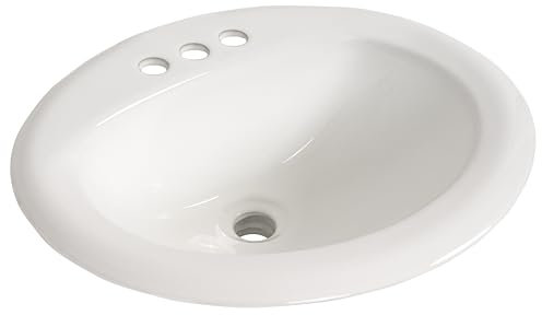MSI Lavabo ovalado de porcelana blanca de 21 x 18 pulgadas
