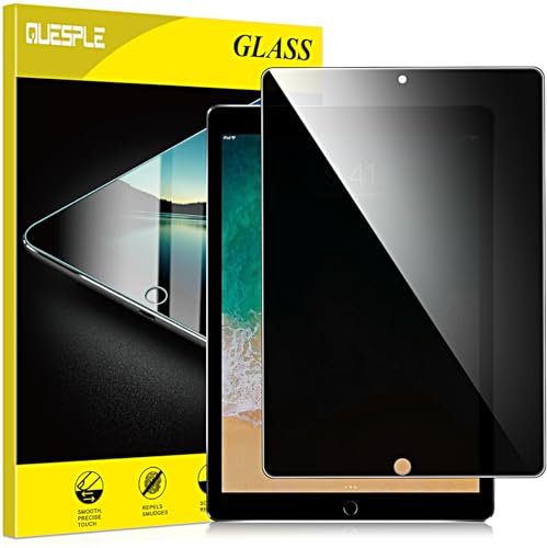 QUESPLE [1 Stück] Panzerglas Sichtschutz für iPad Pro 12,9 (2015 und 2017 Modell), 9H Härte Anti-Spy Schutzfolie, Panzer Schutz Glas Folie Displayschutz