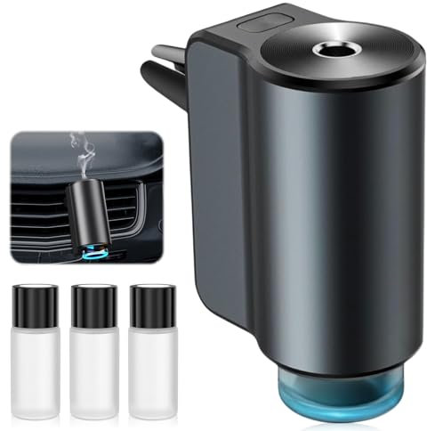 tronisky 2025 Auto Diffuser Lufterfrischer, Smart Auto Elektrischer Duft mit 3 Parfüms, Intelligente 3 Modi/Farbe, Auto Ein/Aus, Eingebauter Akku, Universal Ultraschall-Zerstäuber Lufterfrischer