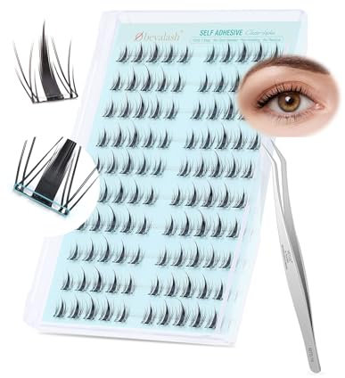 Obeyalash Pestañas autoadhesivas sin pegamento Pestañas Autoadhesivas en Racimos con Curvatura C de Manga Lashes Cluster Pre Glued de Aspecto Natural Incluye Pinzas, Kit DIY para la Extensión
