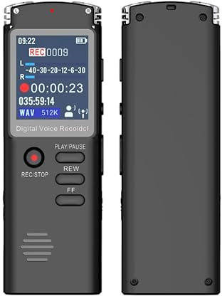 Registratore vocale 64GB con riproduzione - Registratore vocale digitale portatile con ripetizione A-B/registrazione telefonica, Dittafono MP3 ricaricabile per lezioni e interviste