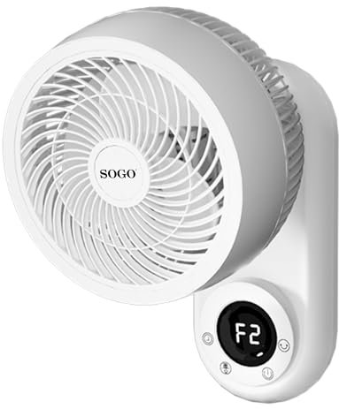 SOGO Ventilador de Pared Oscilante - Función de Circulación Vórtice - Mando a Distancia y Temporizador de 12h - Motor Silencioso