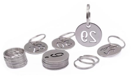 NanTun 23 mm Edelstahl-Nummernschilder, 60 Stück, Schlüsselanhänger mit Ringen für Zahlen 1 bis 60