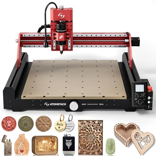 ATOMSTACK C4 Pro 4-Achsen CNC Fräse, 200W Spindel, Tischtop Schneide & Fräsmaschine mit Offline Steuerung, 420×420mm Arbeitsbereich, Reliefgravur für Holz, Kunststoff, Aluminium, Messing, PCB