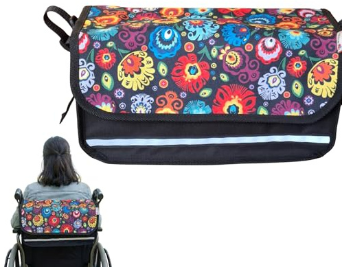 SENIORI Rollator- und Rollstuhltasche – Bequeme Befestigung & viel Stauraum – für Verschiedene Modelle – Mit Reflektor, Klettverschluss & stabiler Form (6. Folklore, Mini)