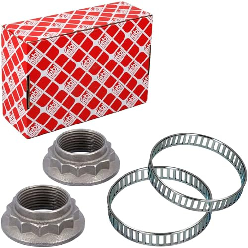 2x Febi ABS-Ring + Achsmutter Vorne/hinten | 171389 + 01701 passend für E36 E46 E81 E87 E90